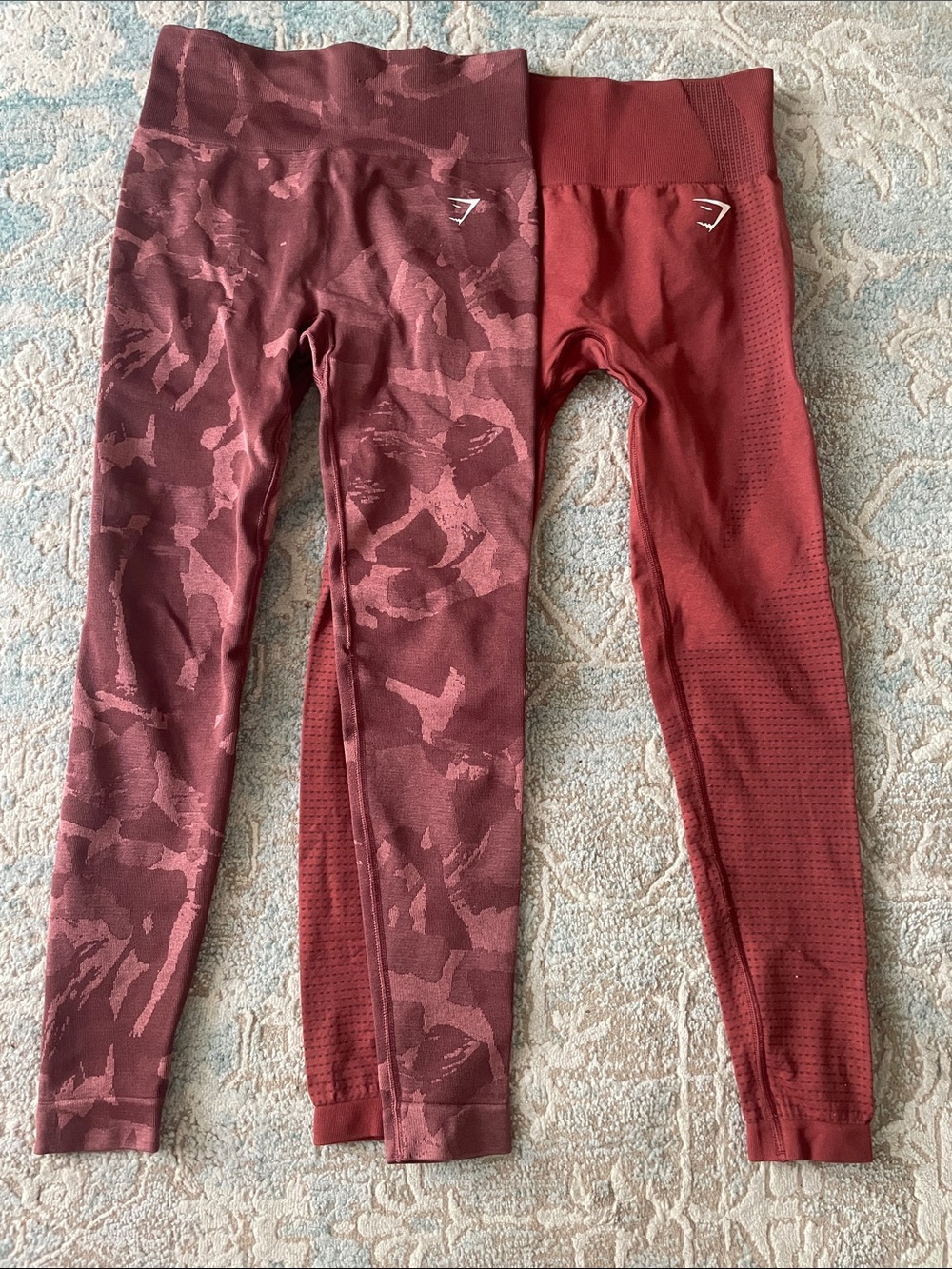Gymshark Burgundy Seamless Leggings Duo - Solid & Camouflage